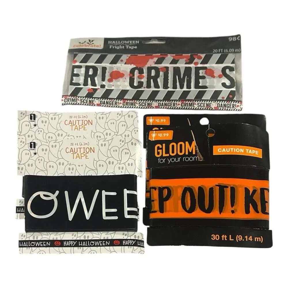 3x Halloween Fright Tapes Decorations Between 20-30ft Each